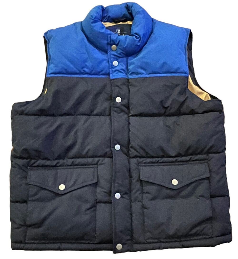 Old Navy Royal Navy Blue Zipper Snaps Puffy Vest, Men’s X-Large EUC